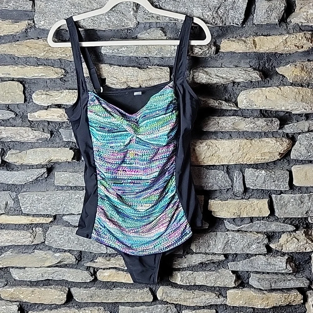 Women's Tropical escape one piece bathing suit sz 14 - Picture 1 of 5